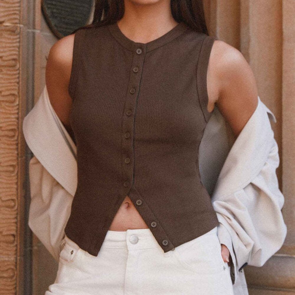 Women's Slim Fit Cropped Vest T-Shirt